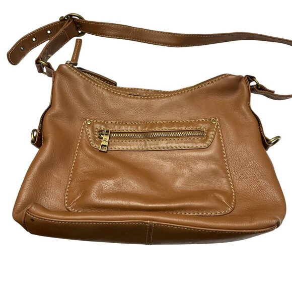 Stone Mountain Purse Leather Brown Shoulder Bag Zipper Close - Picture 1 of 16